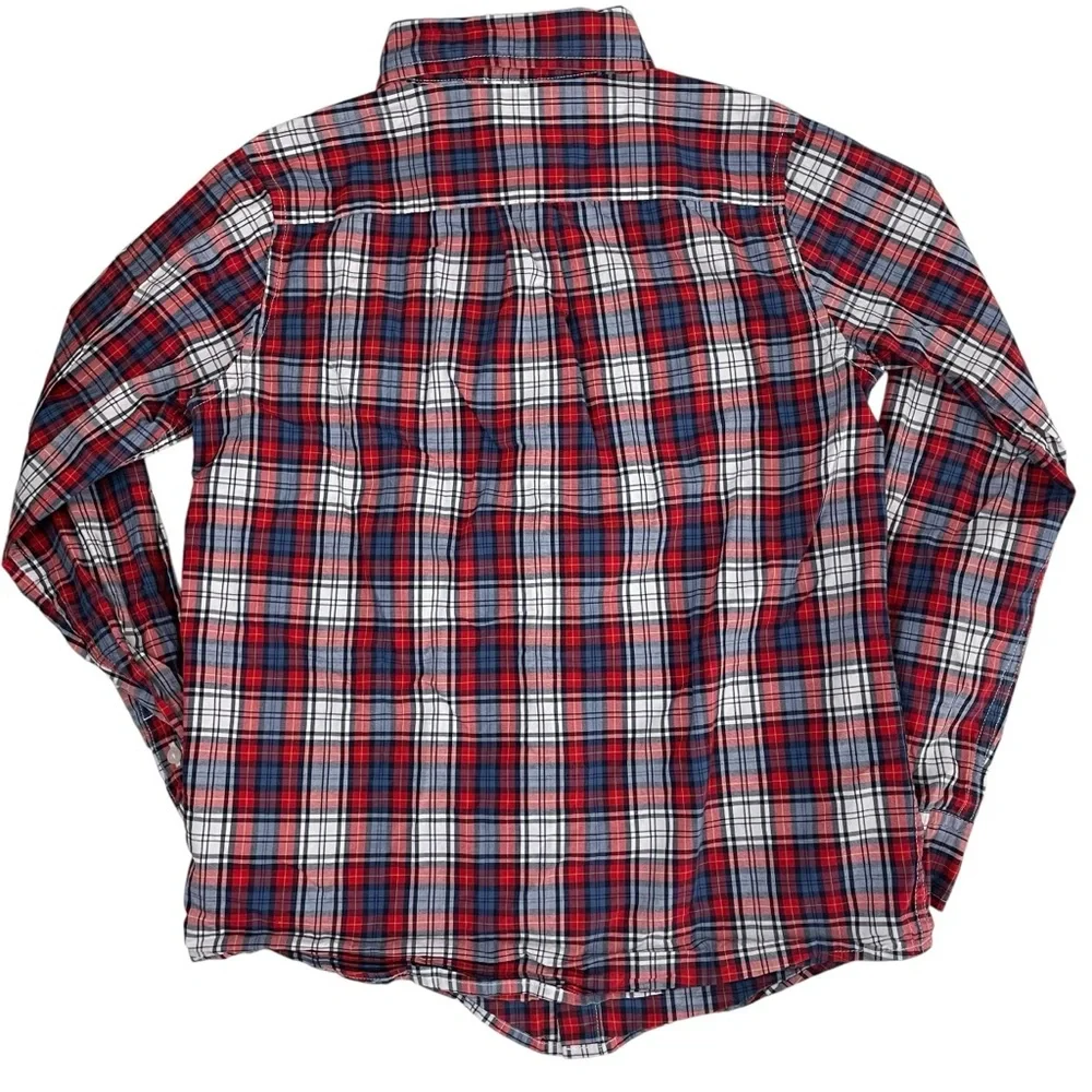 Janie and Jack Maroon Tartan‎ Poplin Button-Up Shirt
